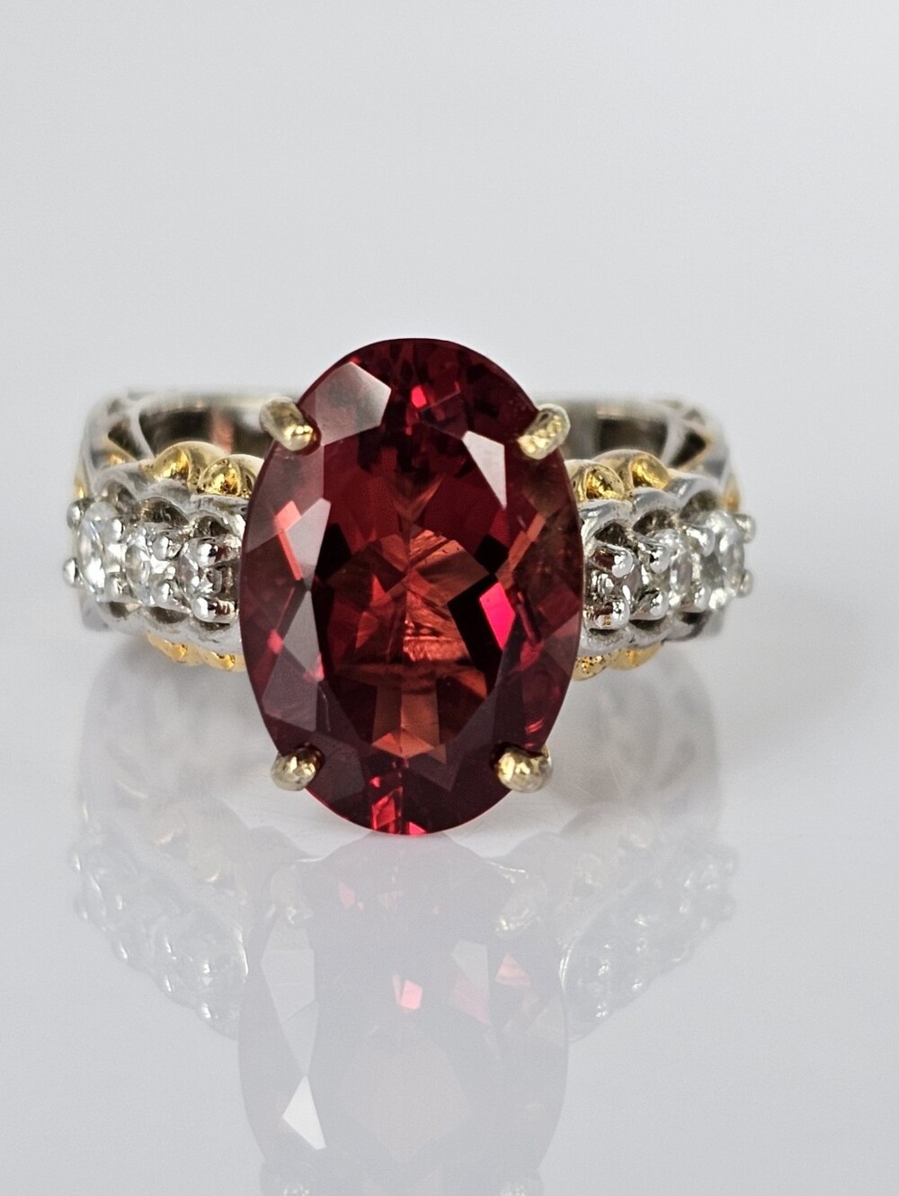 Retired Gems En Vogue 7.79ctw Andesine & White Zircon Cocktail 💍 Sz 6! 🔥 - Picture 9 of 12